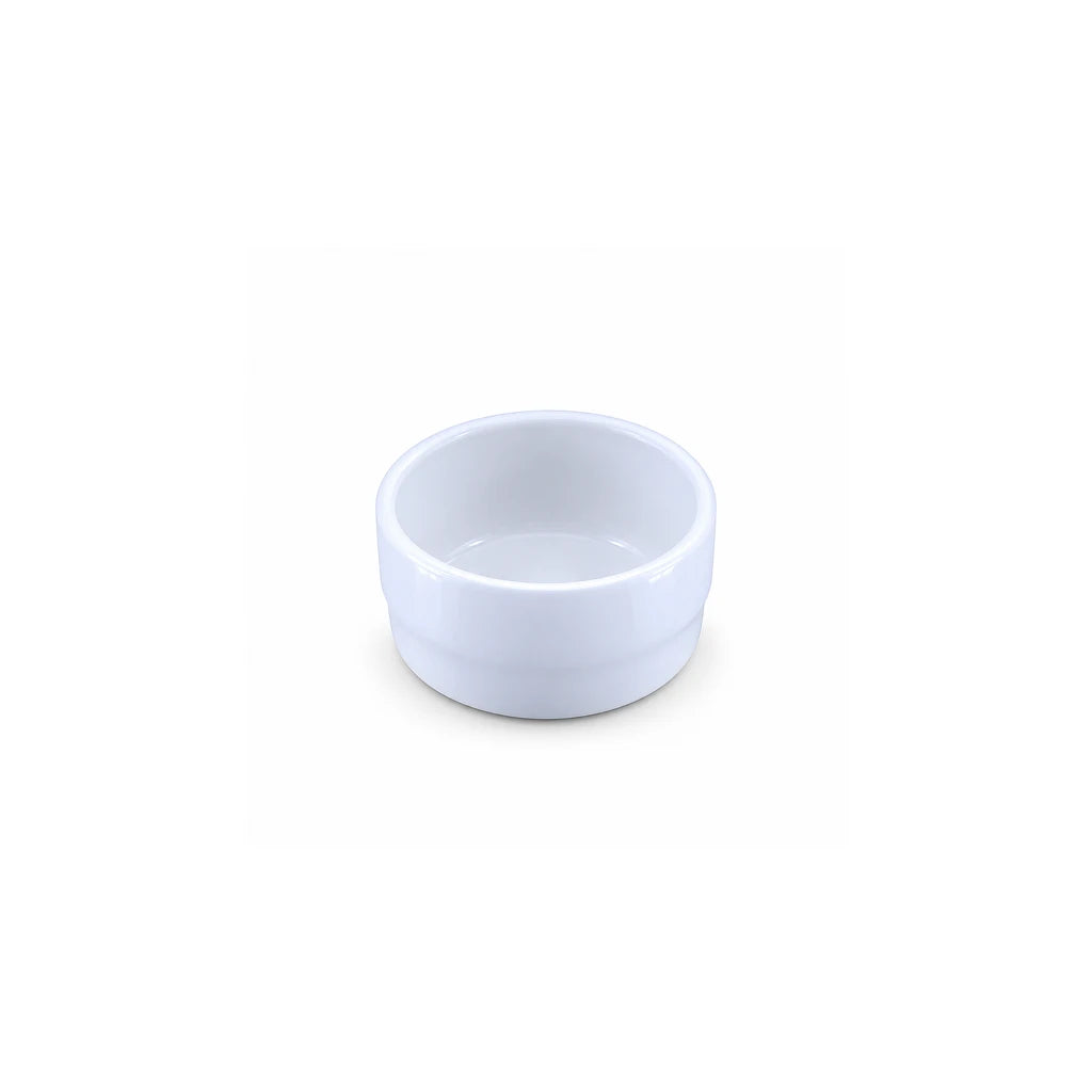 Forte B.K Classic Smooth-Sided White Ceramic Ramekin, 3 Inch