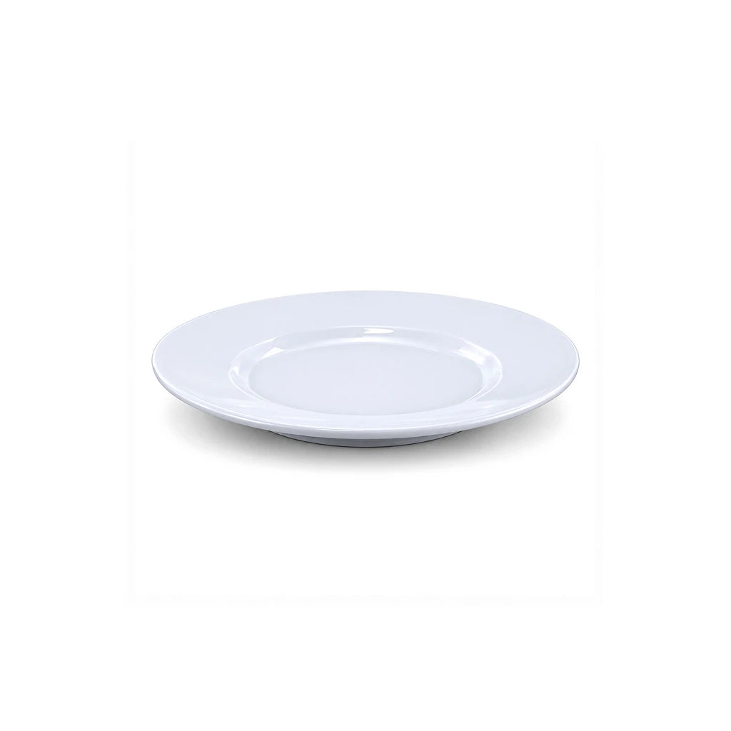 P.C Wide-Rim White Ceramic Flat Plate, 8 & 10 Inch