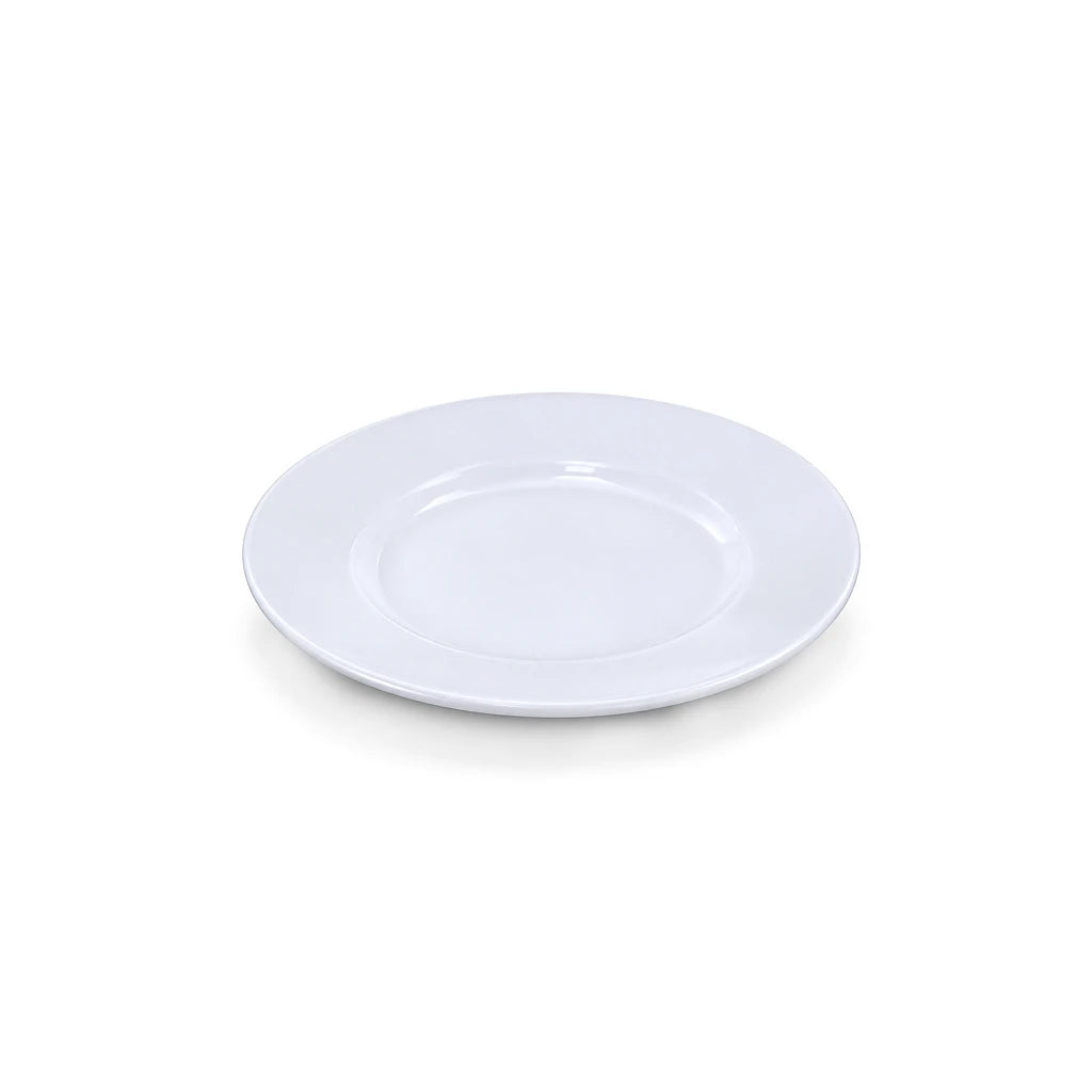 P.C Wide-Rim White Ceramic Flat Plate, 8 & 10 Inch