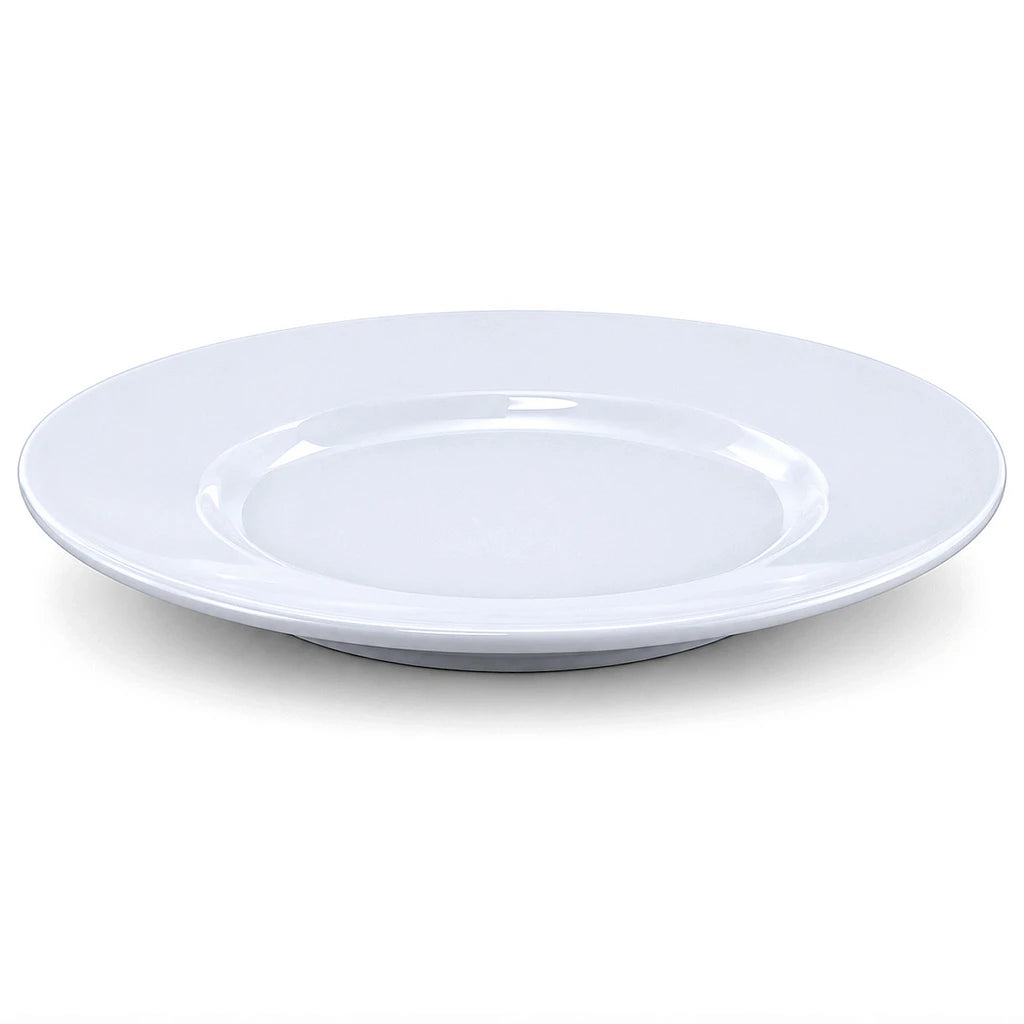 P.C Wide-Rim White Ceramic Flat Plate, 8 & 10 Inch