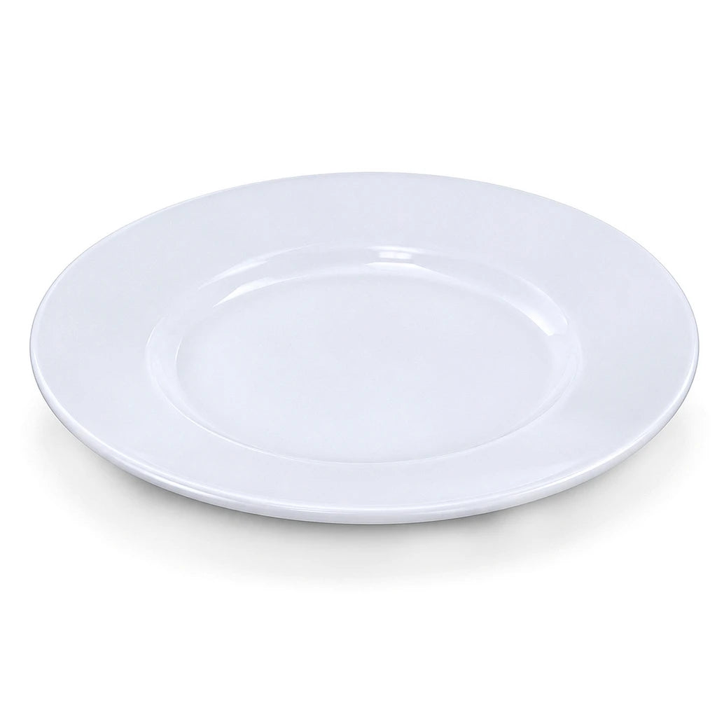 P.C Wide-Rim White Ceramic Flat Plate, 8 & 10 Inch