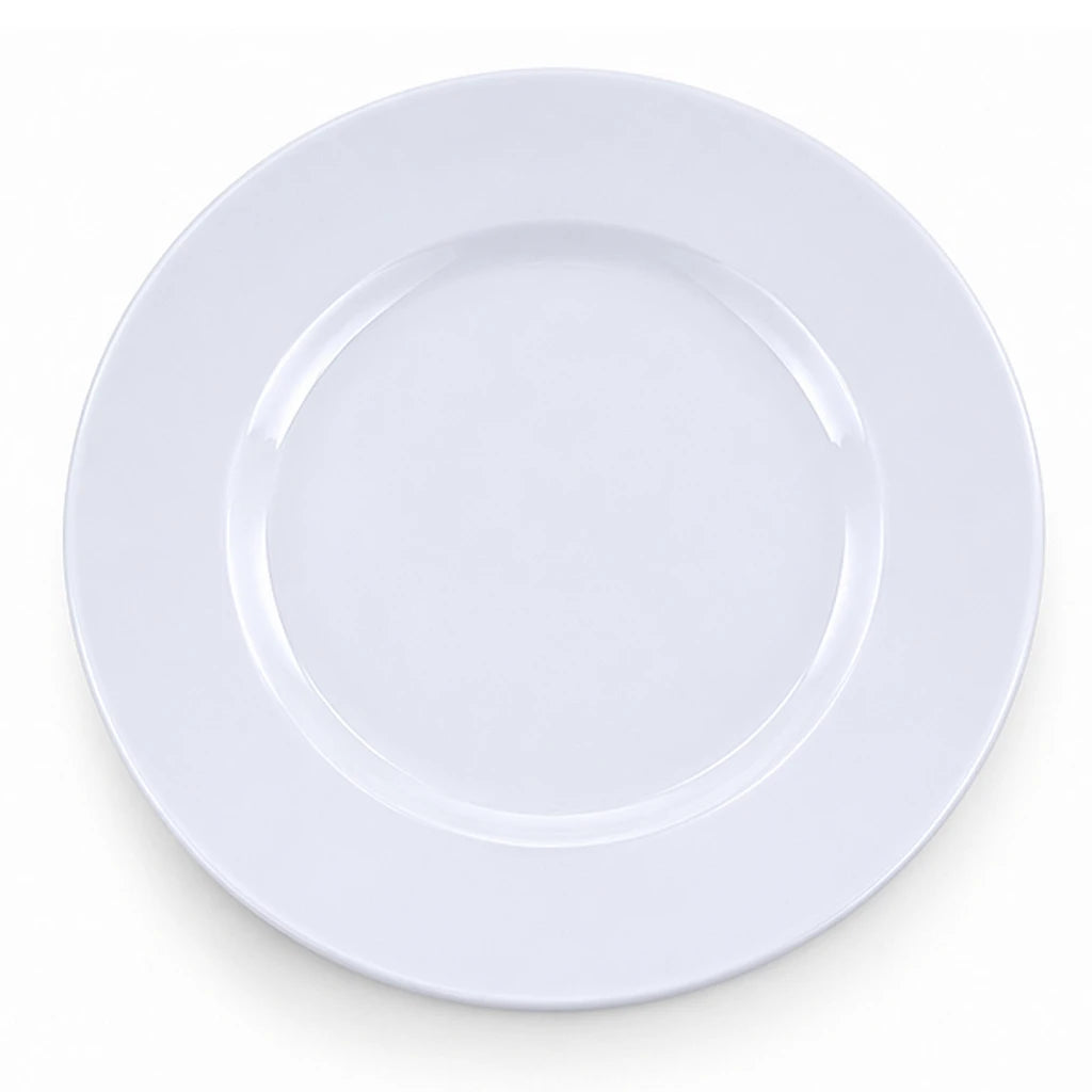 P.C Wide-Rim White Ceramic Flat Plate, 8 & 10 Inch