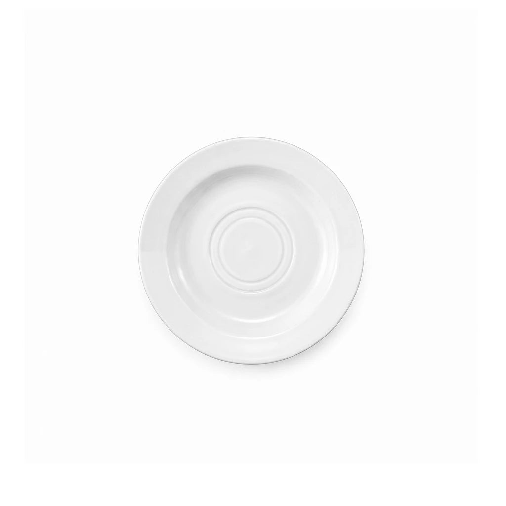 Forte B.K Wide-Rim White Ceramic Tea Saucer, 6 Inch