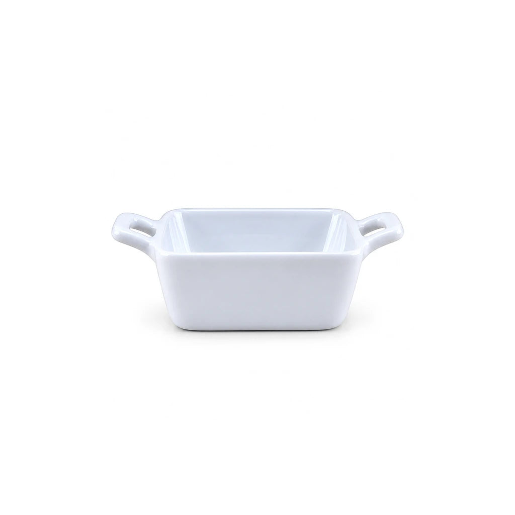 Danny Home Twin-Handle Ceramic Square Ramekin, 4.25 Inch