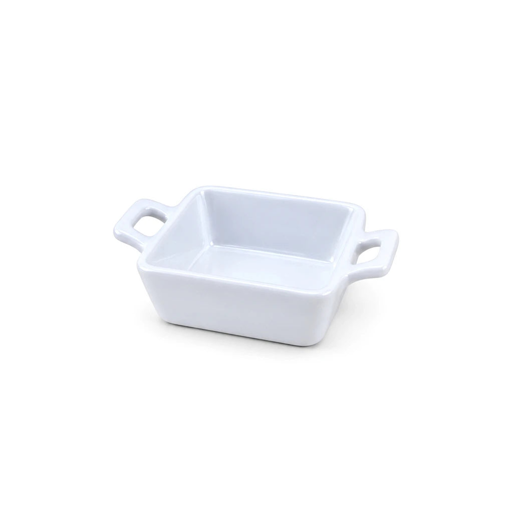 Danny Home Twin-Handle Ceramic Square Ramekin, 4.25 Inch