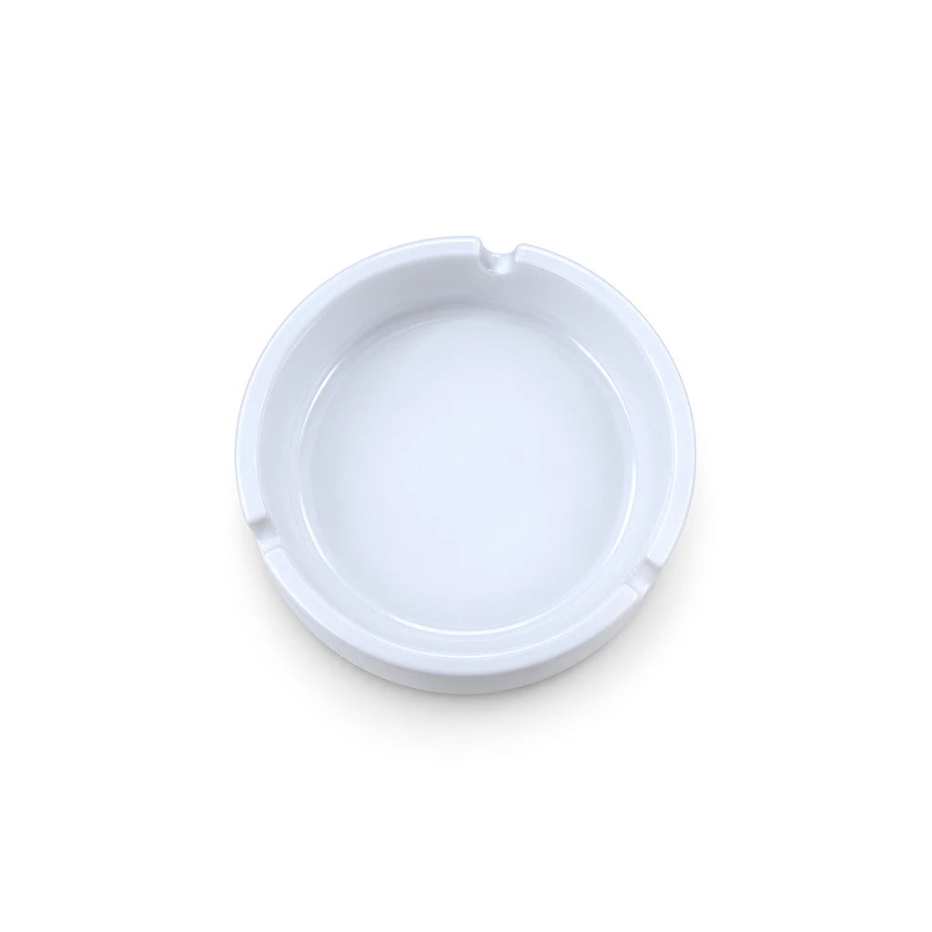 Forte B.K Classic Three-Notch White Ceramic Ashtray, 5 Inch