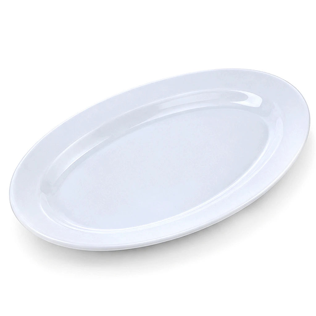 Swan Classic Wide-Rim White Ceramic Oval Platter, 36 cm