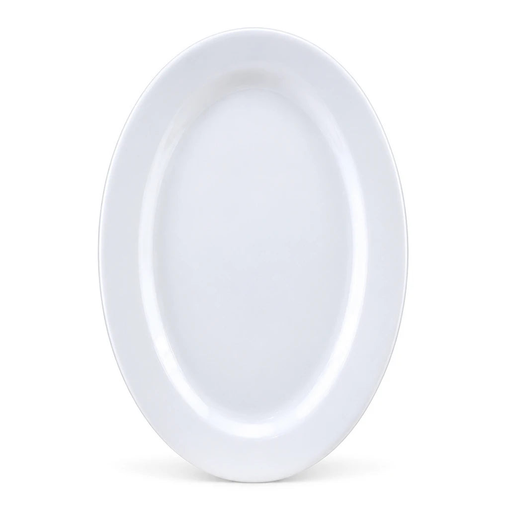 Swan Classic Wide-Rim White Ceramic Oval Platter, 36 cm
