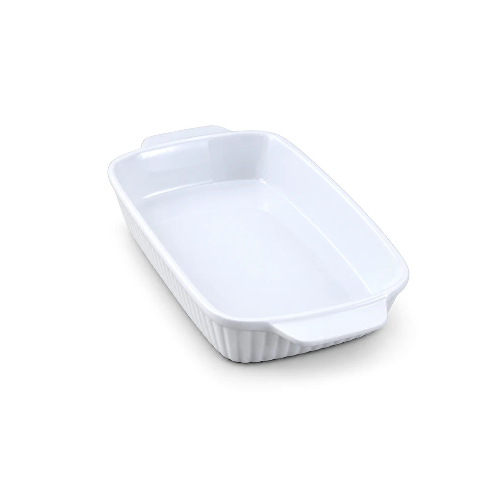Forte B.K Derma Ribbed White Ceramic Baking Dish, 30 cm