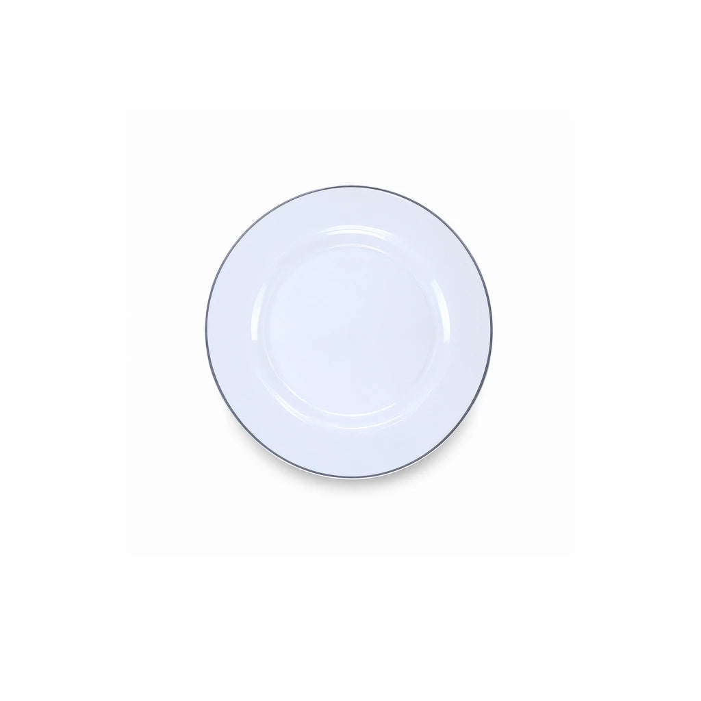 B/C Grey-Line White Ceramic Flat Plate, 7 & 10 Inch