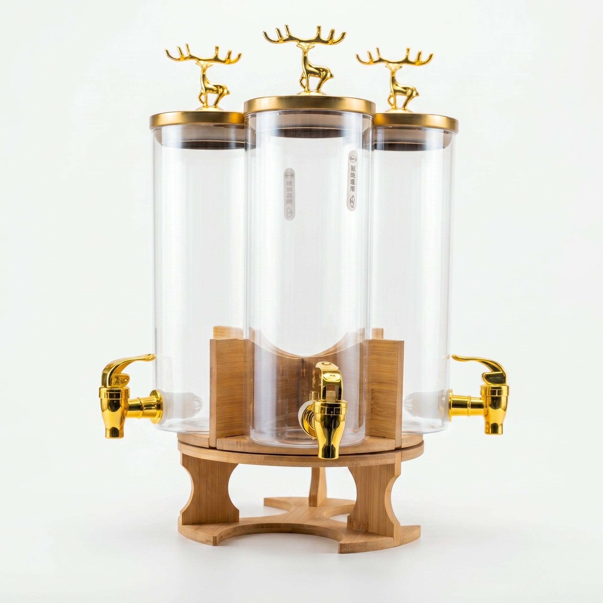 Deli 3-Tank Glass Juice Dispenser With Golden Taps