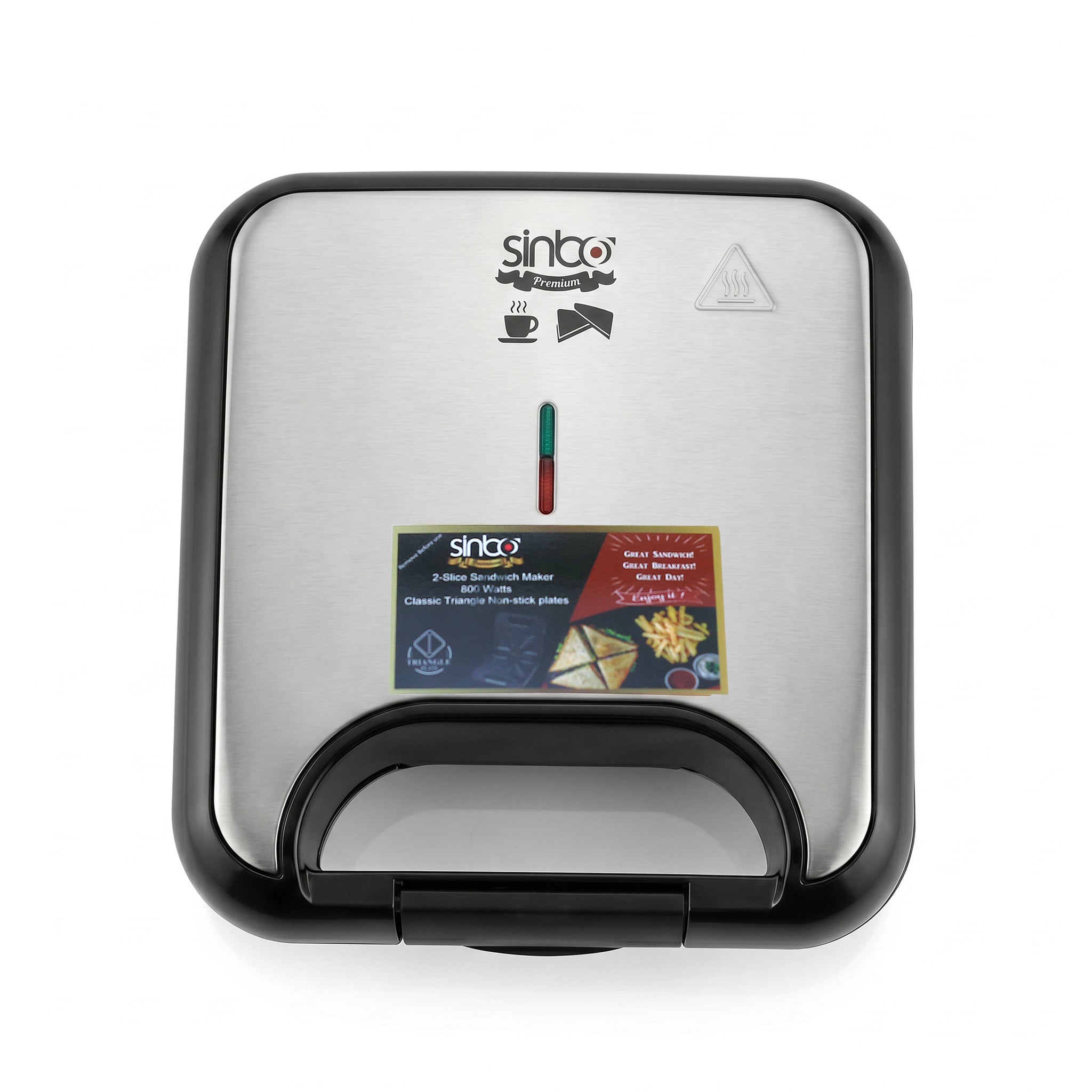 Sinbo Premium 2-Slice 800W Non Stick Triangular Plates Sandwich Maker