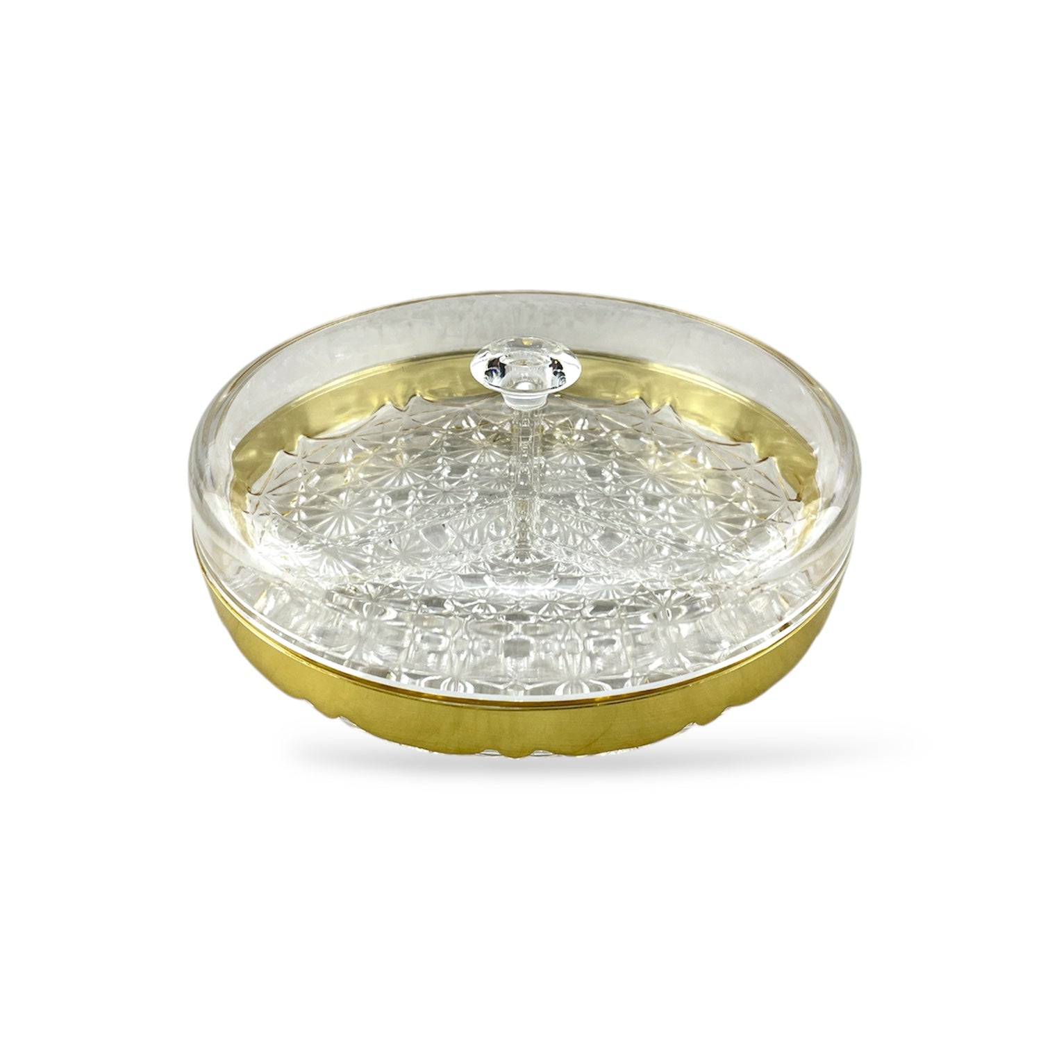 3-Portion Round Acrylic Dry Fruit Dish