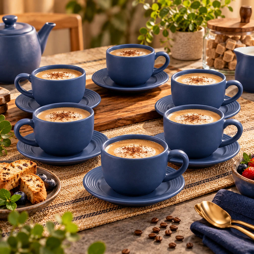 Danny Home 12-Piece Ceramic Cup & Saucer Set