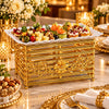Lotus 30 cm Rectangular Ceramic Serving Dish With Gold-Toned Floral Rail Stand