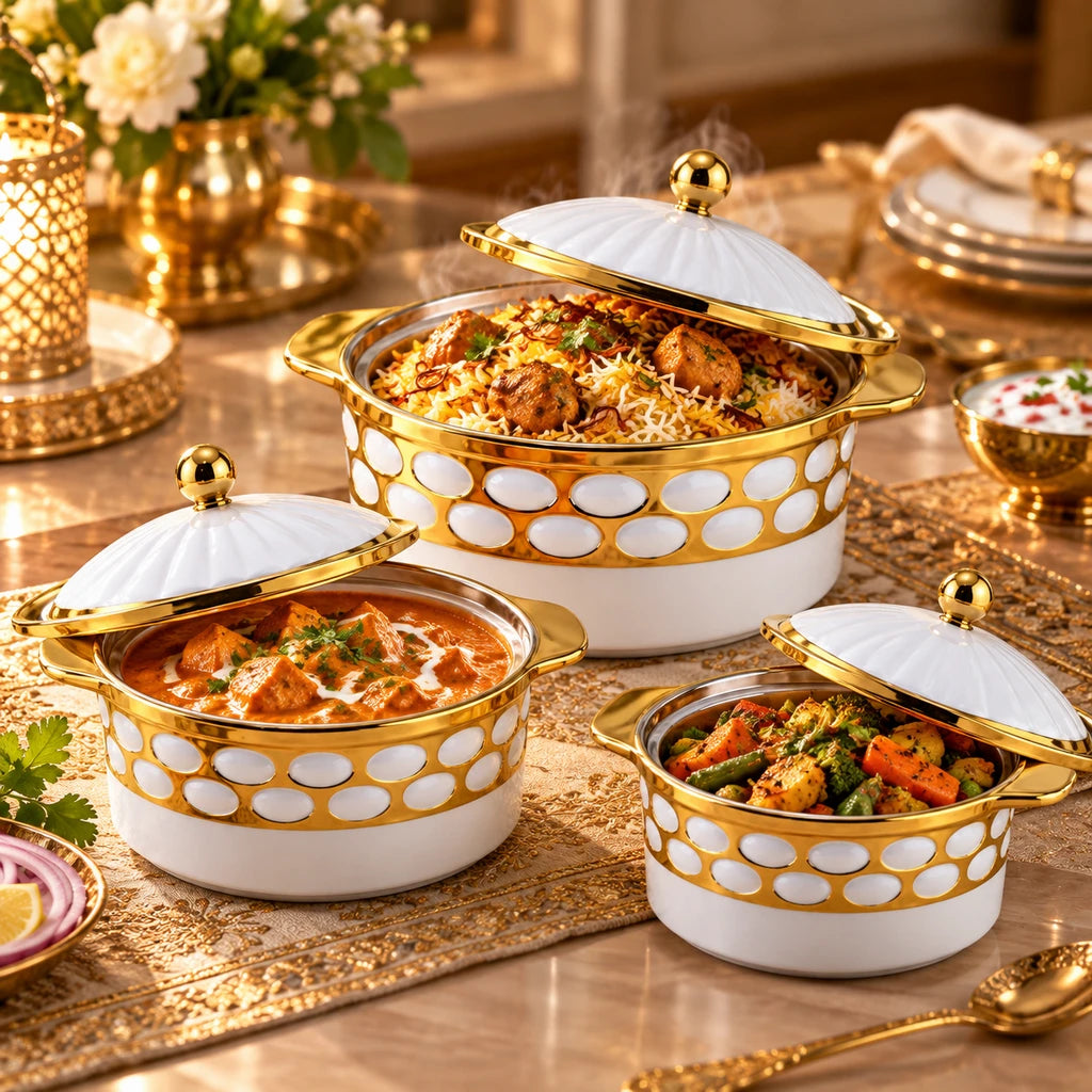 Bothwin 3-Piece Golden Bubble Ceramic Casserole Dish Set