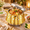Gold-Leaf Design Stainless Steel Food Warmer with Lid, 23 cm