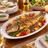 Swan Classic Wide-Rim White Ceramic Oval Platter, 36 cm