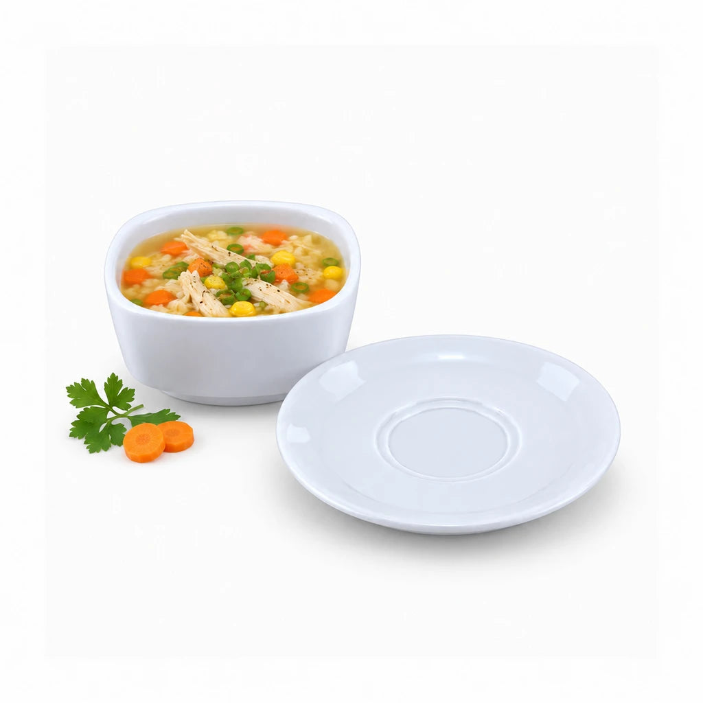 Blaze Mel Melamine 6-Inch Saucer - Red, Yellow, Black & White