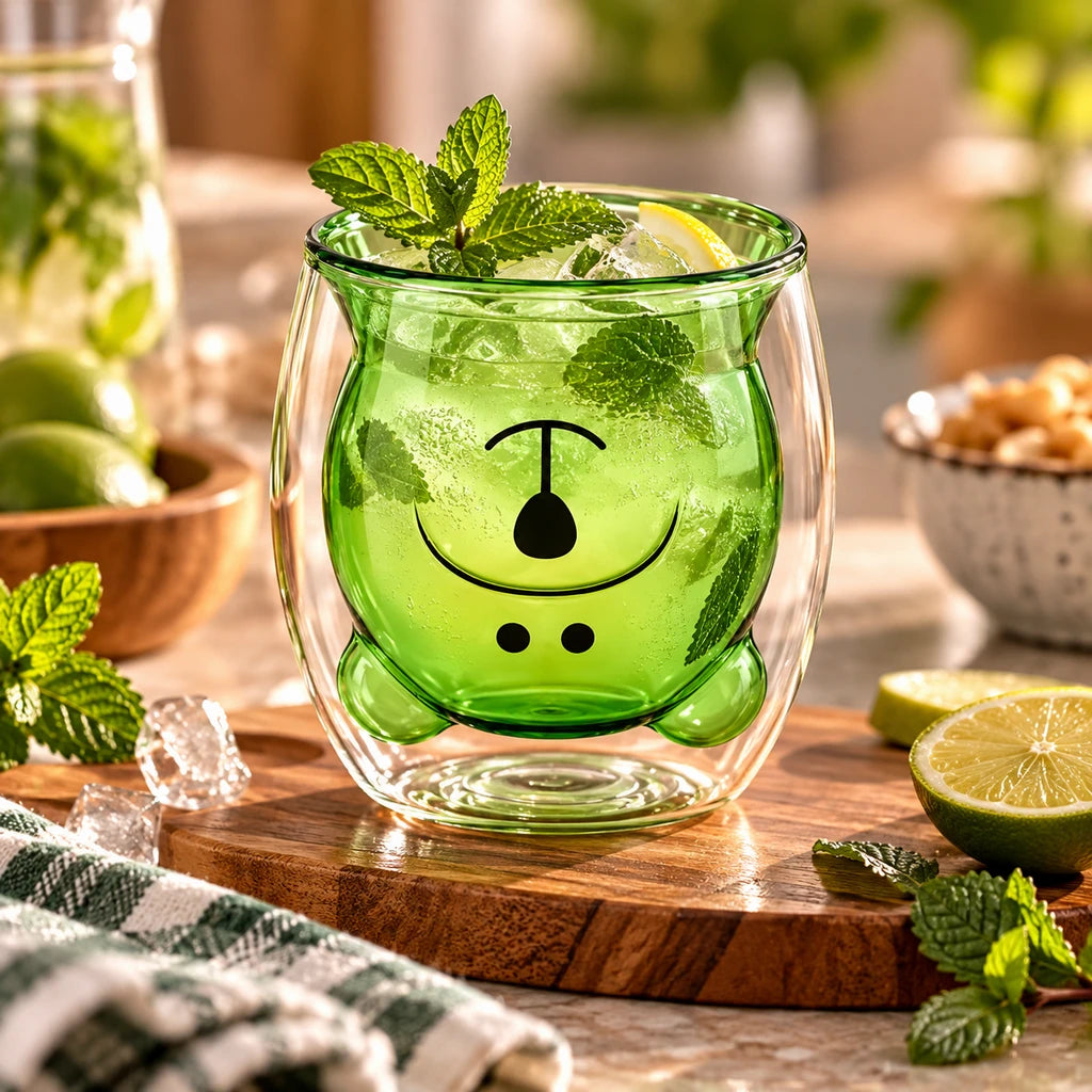 D.W.M Bear-Shaped Double-Wall Glass Tumbler, 250 ml