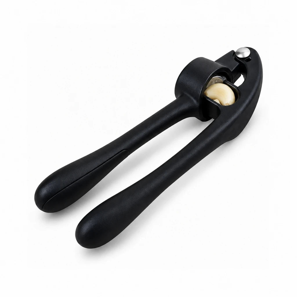 Shengya 11-Inch Black Zinc Garlic Press With Plastic Handles