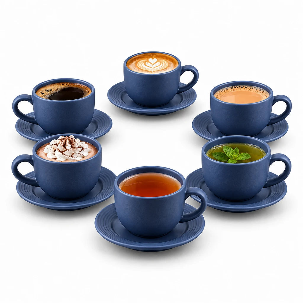 Danny Home 12-Piece Ceramic Cup & Saucer Set
