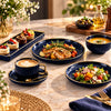 B/C Black & Gold Fluted Ceramic Breakfast Set, 32 Pieces