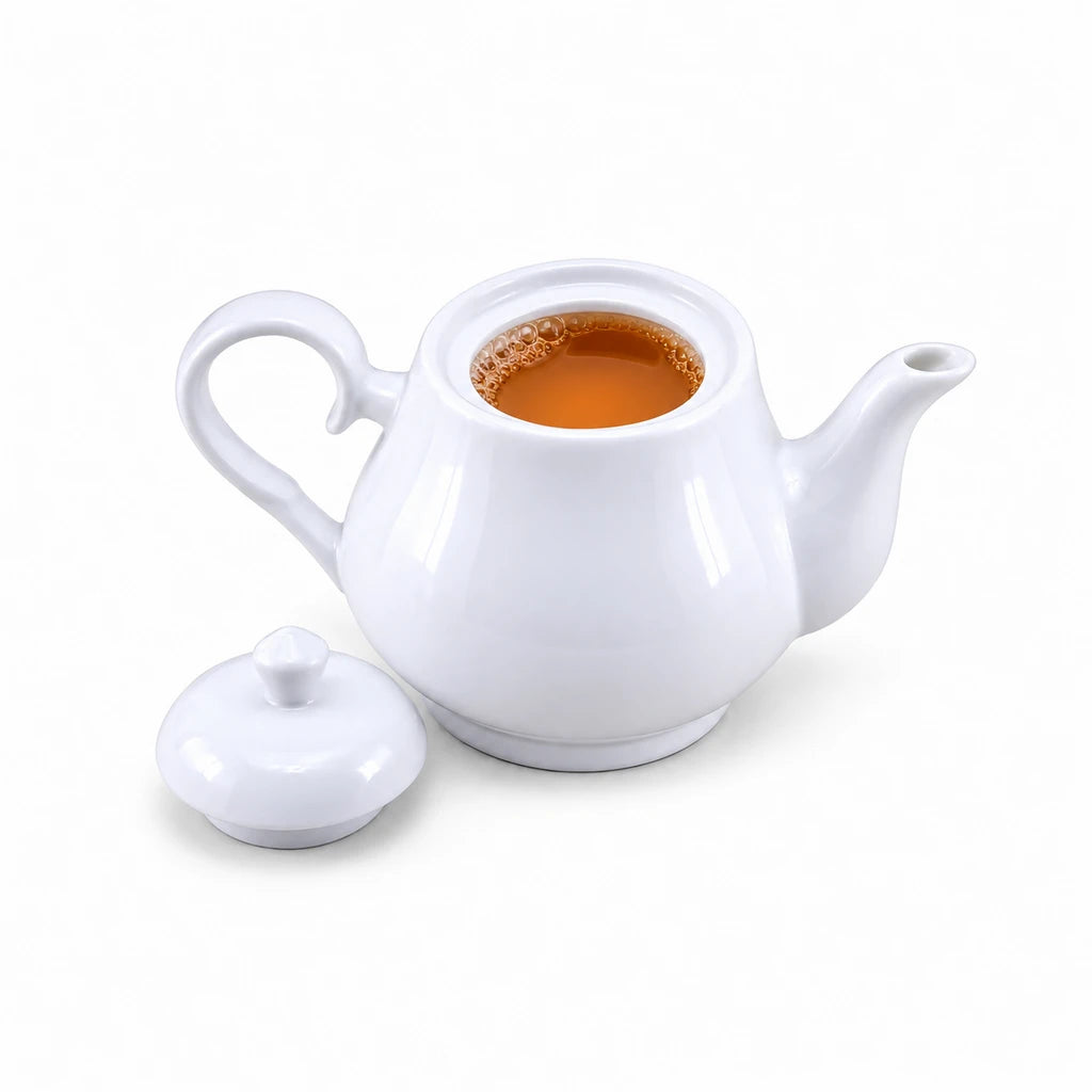 Forte B.K Oasis White Ceramic Teapot with Lid, 500 ml