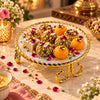 Round Glass Serving Dish with Gold-Coloured Platter