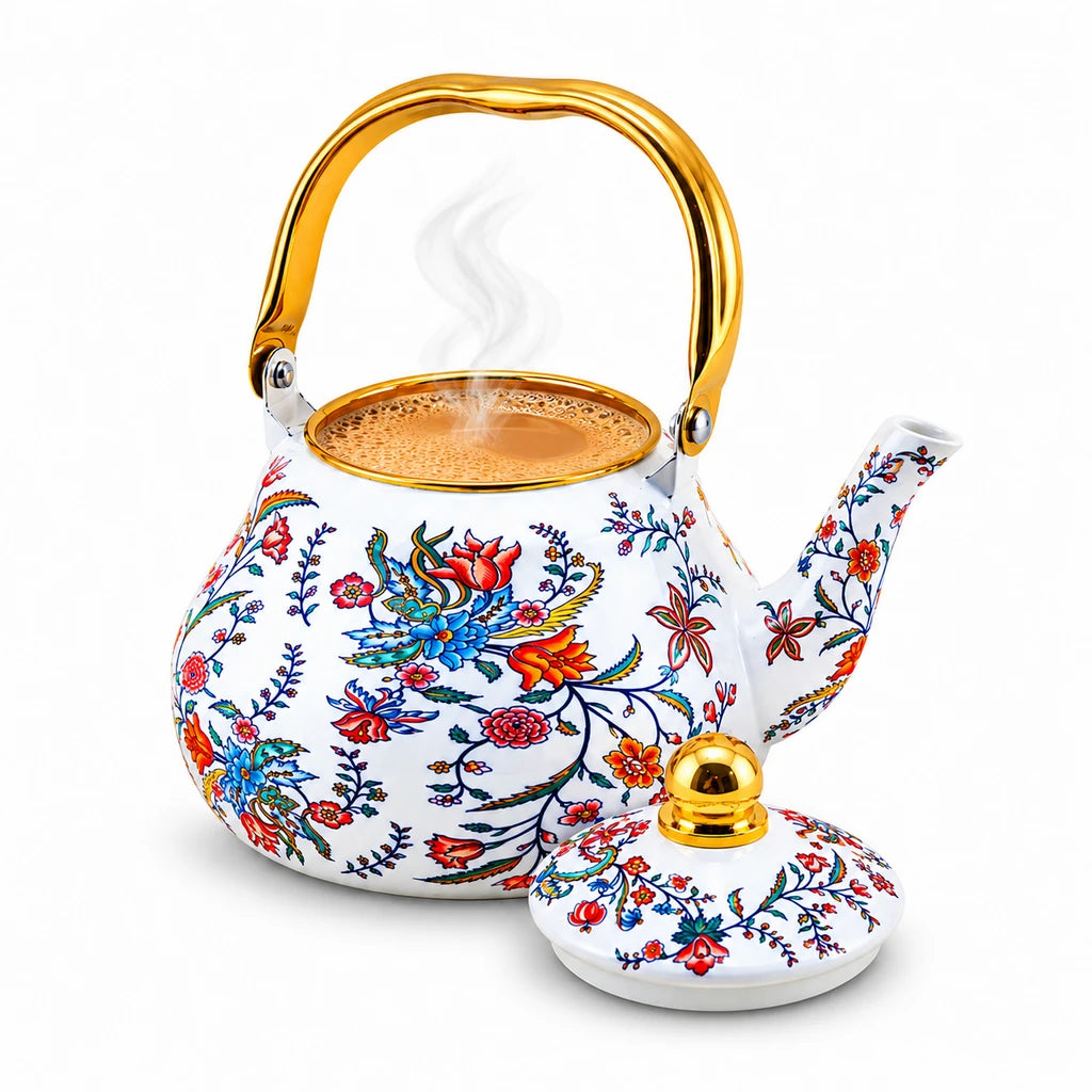 Yiwu Liyang Jewel Floral Vine Enamel Kettle, 2.5 Litres