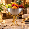 Fancy Stainless Steel Fruit Bowl With Floral Pedestal Stand
