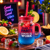 Kleeyo Born to Party 450 ml Glass Mason Jar with Straw