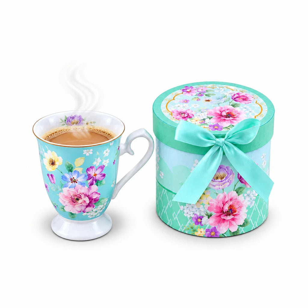 B/C Mint Pastel Blossom Porcelain Mug with Gift Box, 300 ml
