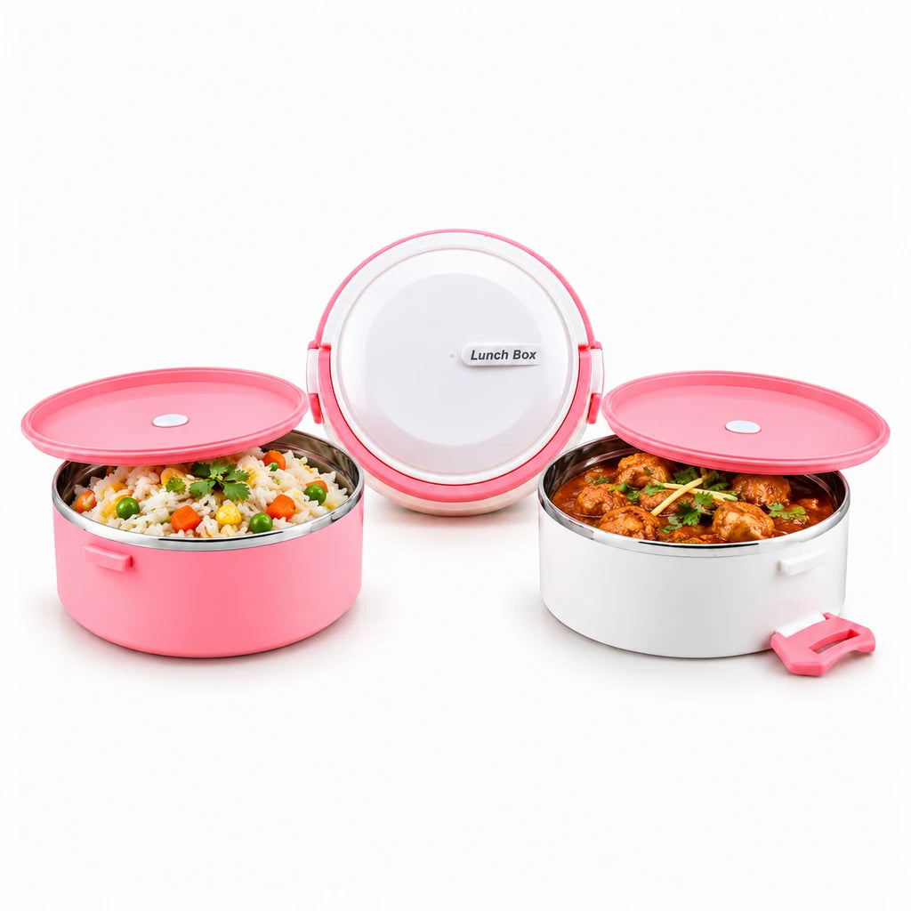 DB 2-Tier Stainless Steel Lunch Box with Plastic Exterior