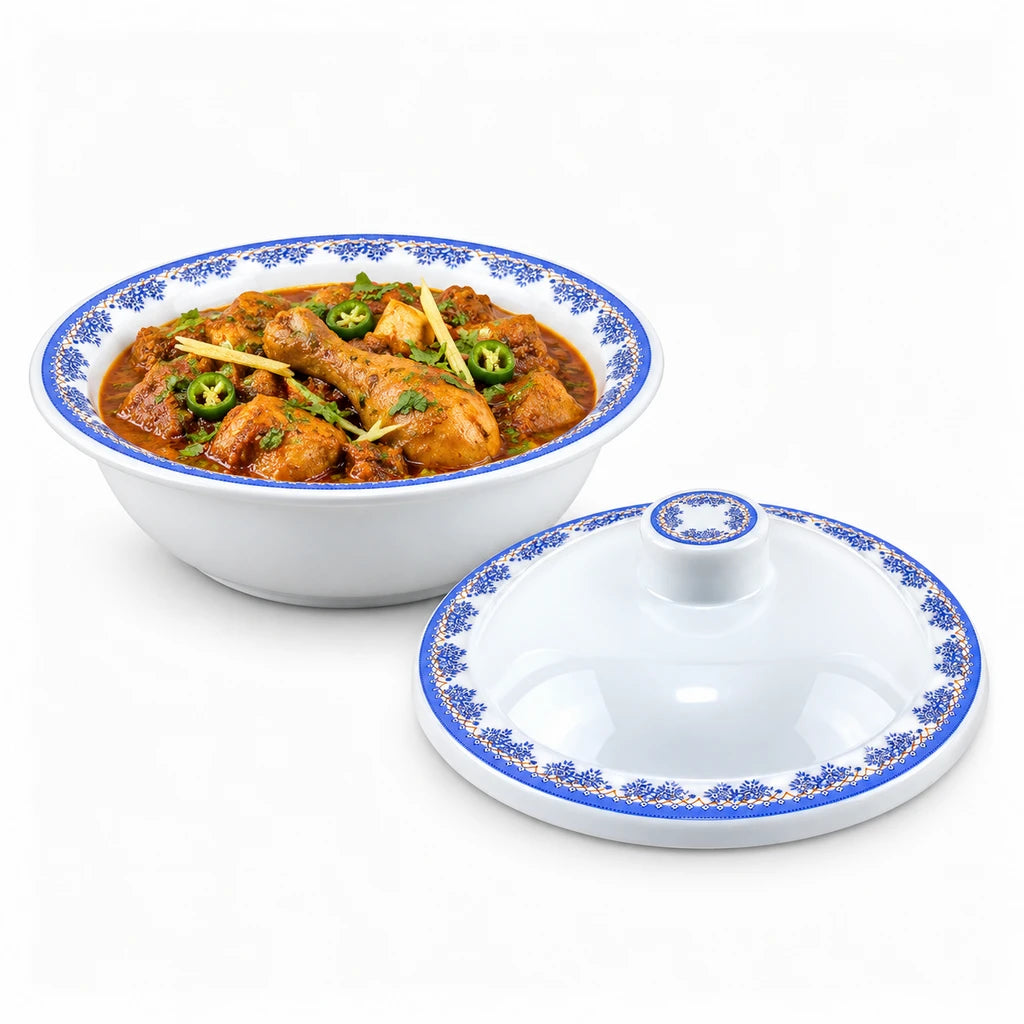Blaze Zen 9-Inch Melamine Deep Serving Bowl & Lid