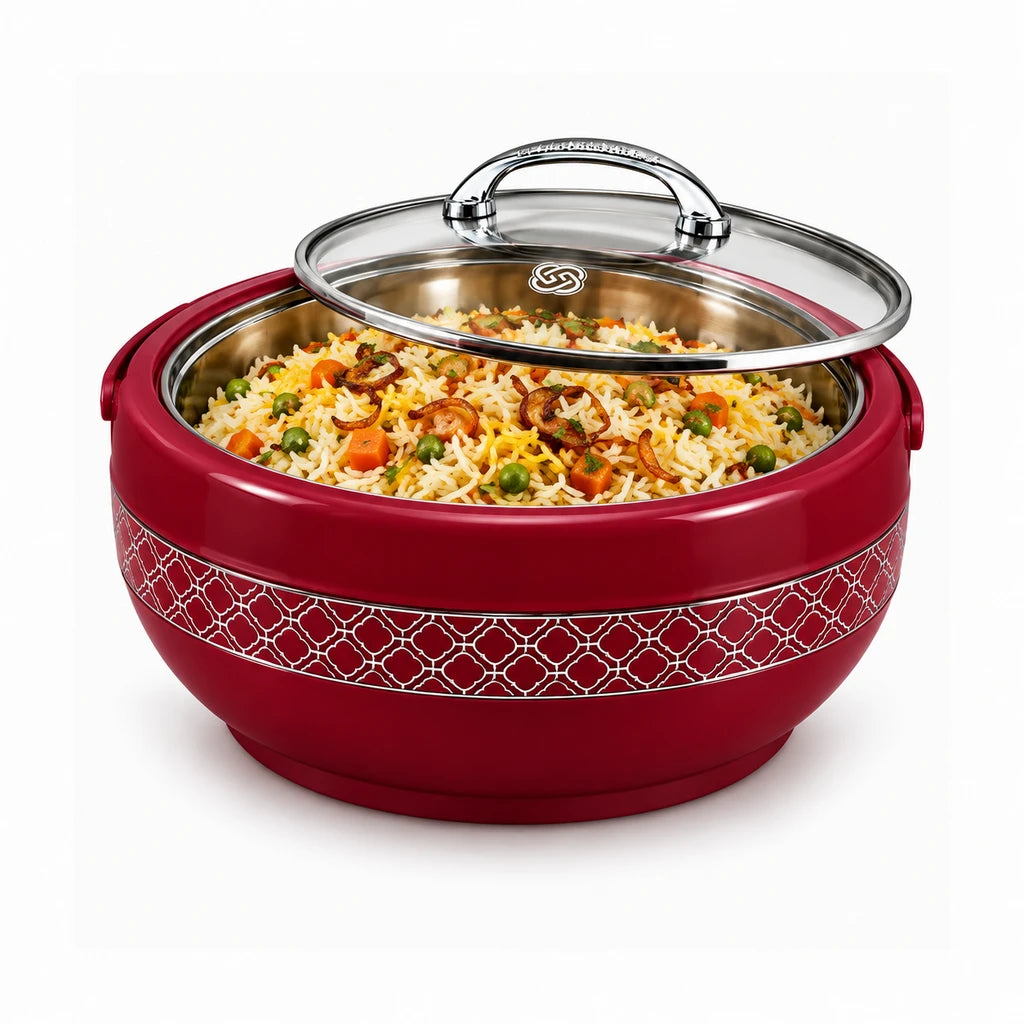 Brighton Graceware 4100 ml Stainless Steel Hotpot With Clear Lid & Side Handles