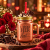 Kleeyo Copper Her Heart Glass Drinking Mason Jar, 450 ml