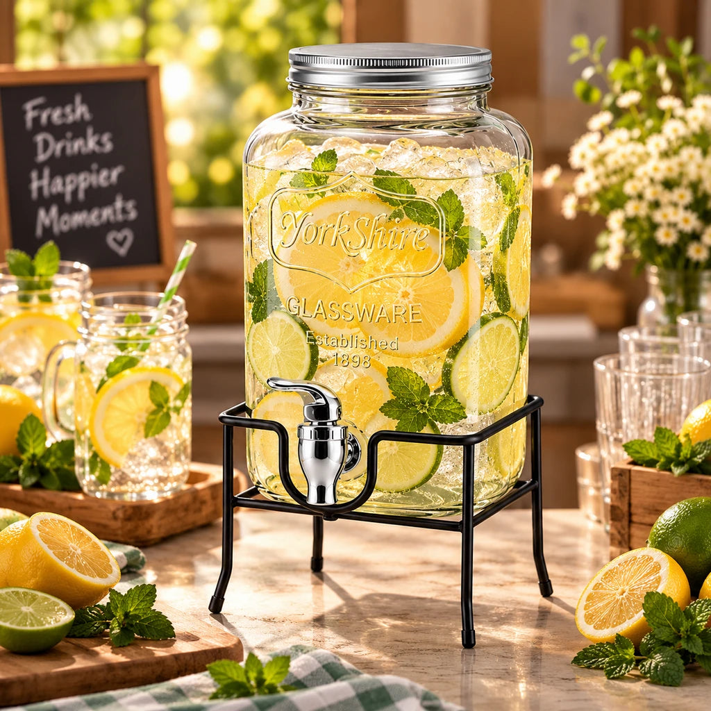 Danny Home 4-Litre Glass Beverage Dispenser with Stand