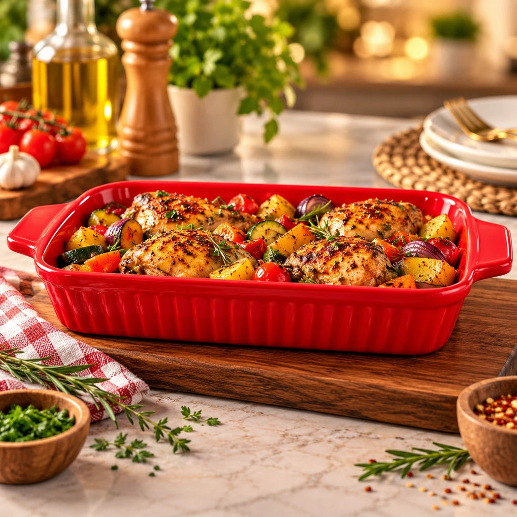 Blaze Derma 12-Inch Melamine Rectangular Dish - Red, Yellow & Black