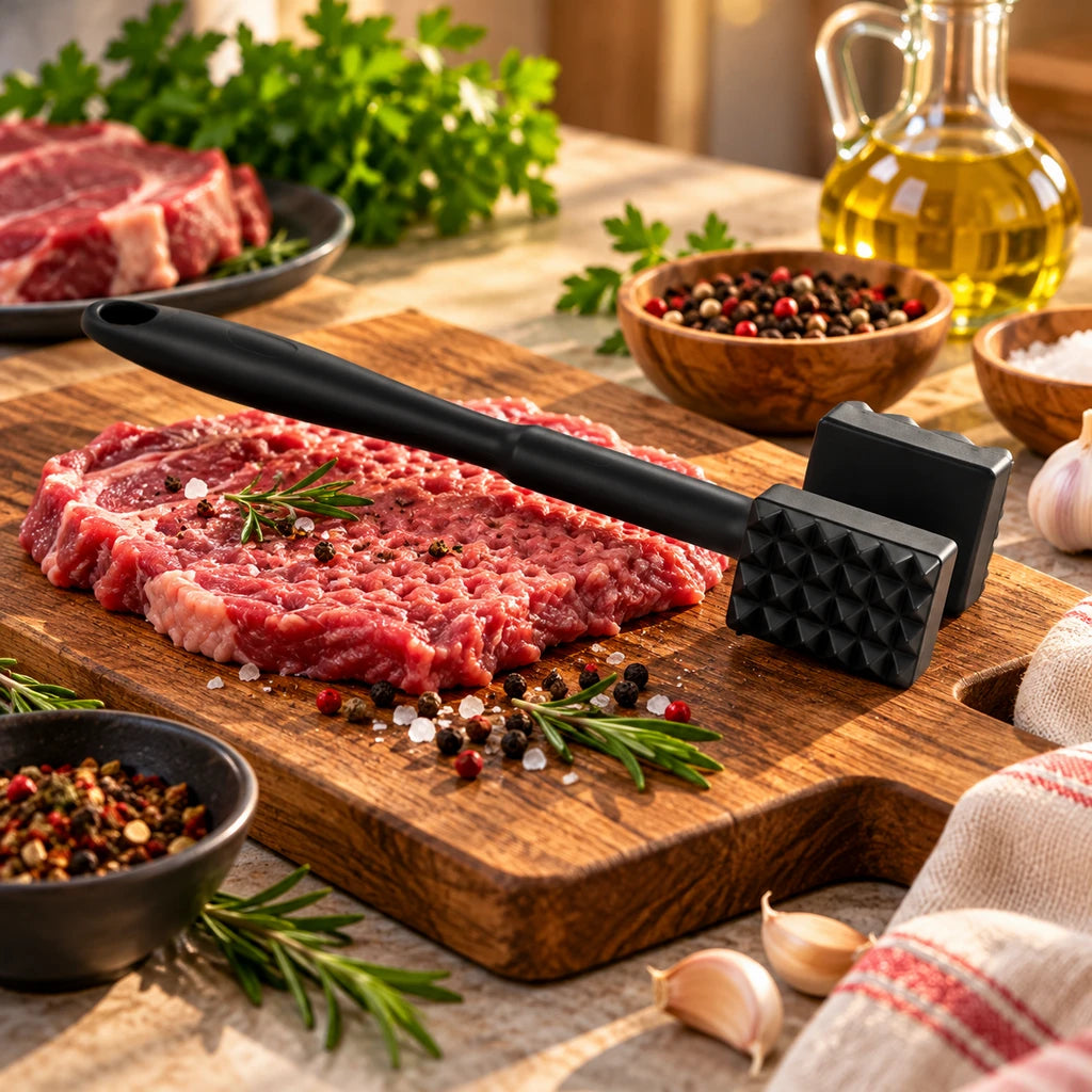 Shengya Black Zinc Square Meat Hammer With Textured Head & Hanging Hole
