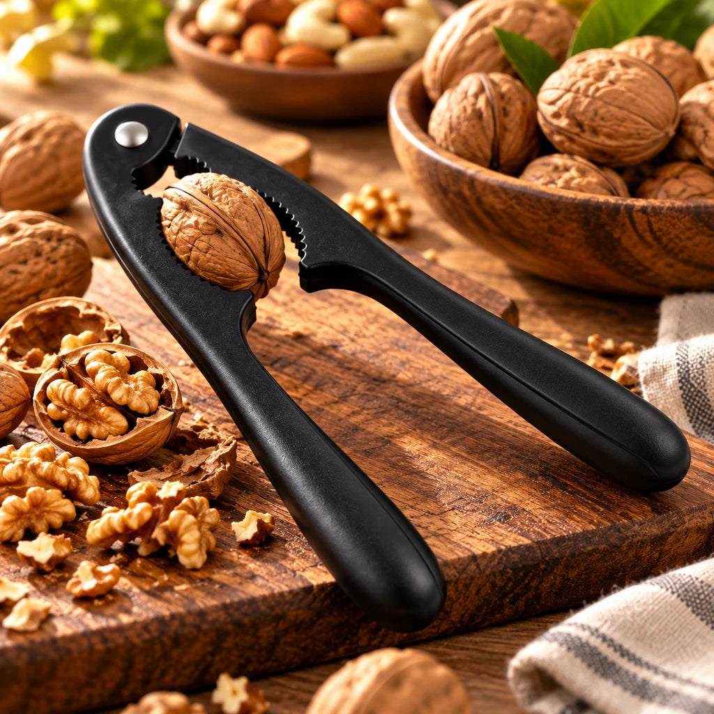 Shengya Black Zinc Plier Nut Cracker With Plastic Handles & Ridged Jaws