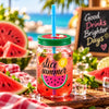 Kleeyo Blue Slice of Summer Glass Drinking Mason Jar, 450 ml