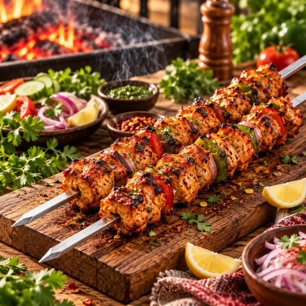 Stainless Steel Boti Seekh BBQ Skewer - 24 & 30 Inch