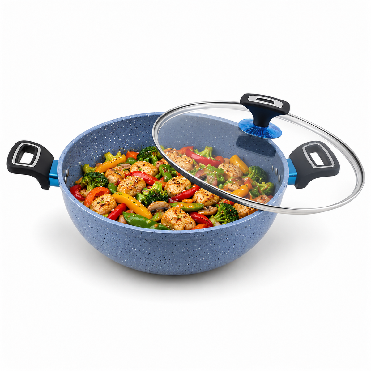 Prestige Lion 34 cm Non-Stick Induction Wok - Black, Grey & Green