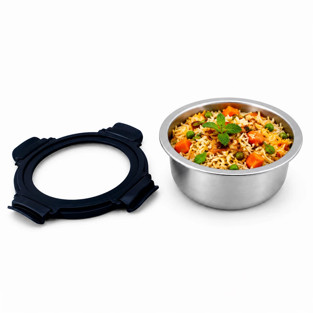 Danny Home 1000 ml Stainless Steel Food Container With Snap-Lock Glass Lid