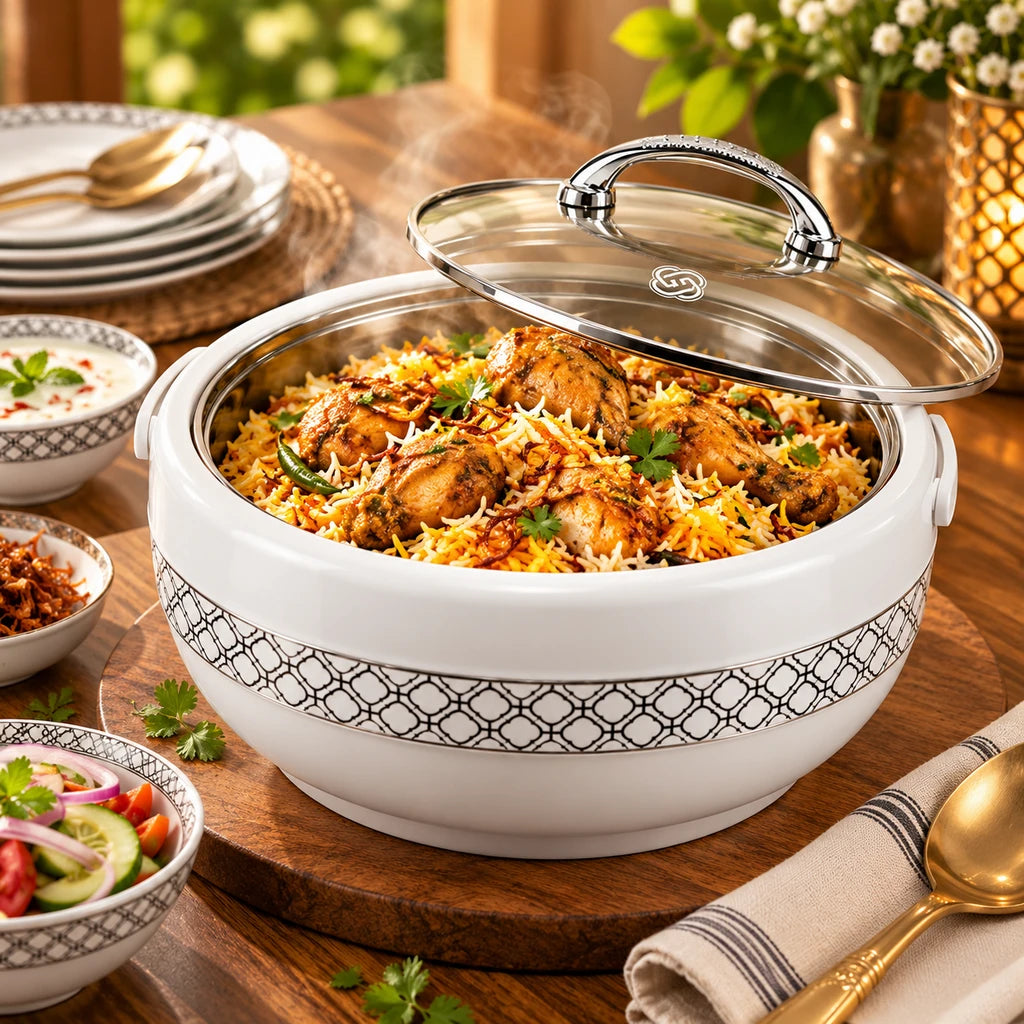 Brighton Graceware 4100 ml Stainless Steel Hotpot With Clear Lid & Side Handles