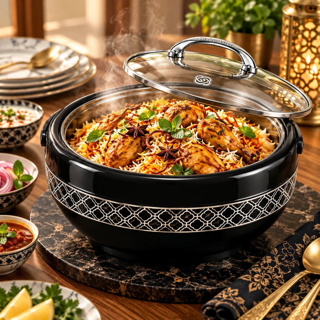Brighton Graceware 4100 ml Stainless Steel Hotpot With Clear Lid & Side Handles