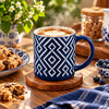 Danny Home 500 ml Navy Blue & White Geometric Porcelain Mug