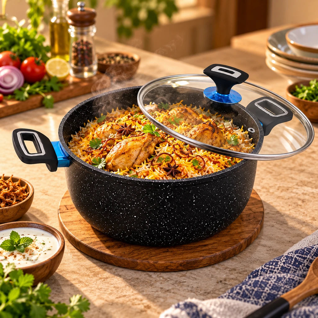Prestige 28 cm Induction Non-Stick Cooking Pot - Black & Grey