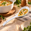 Forte B.K 10-Inch White Ceramic Serving Spoon With Hanging Hole